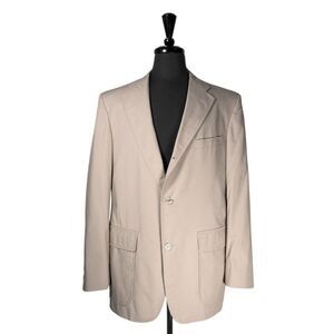 Vintage Brooks Brothers Mens 40R Blazer Beige Sport Coat Jacket Union Made USA